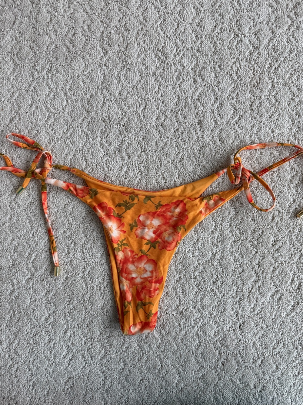 Monday Swimwear Orange Floral Tie-Side Bikini Bottom